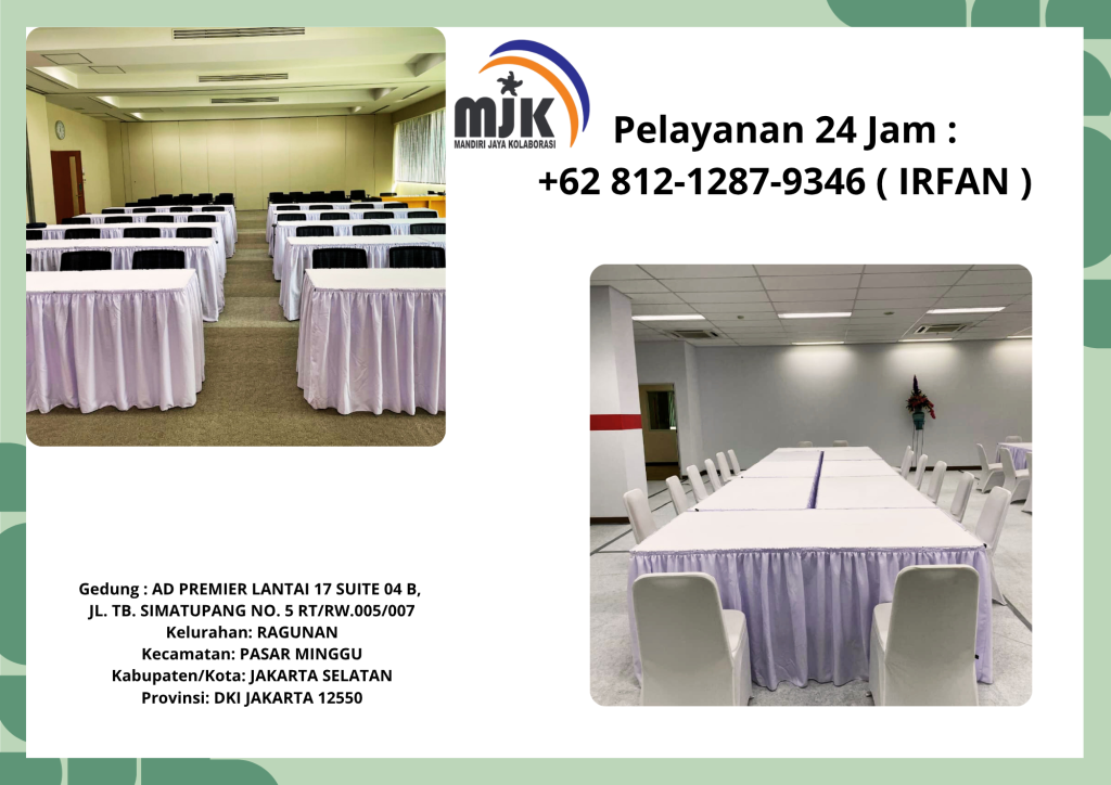 Pusat Sewa Meja Kotak,Kursi event Cover Putih Bersih Jakarta