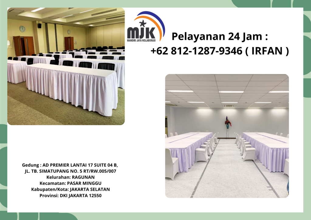 Pusat Sewa Meja Kotak,Kursi event Cover Putih Bersih Jakarta