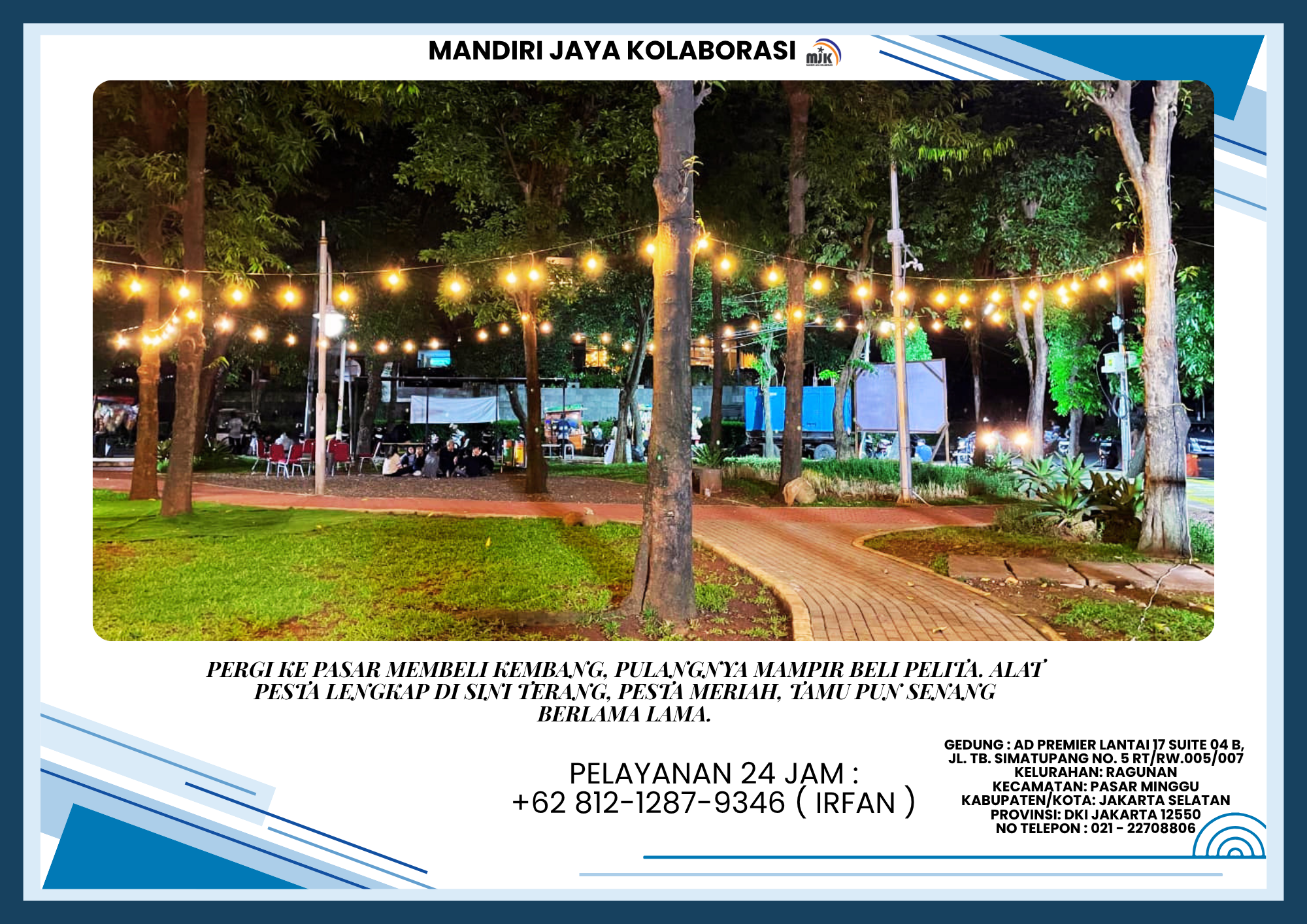 Rental Tenda Roder,Lampu Taman Hias Gantung Dan Flooring Jakarta