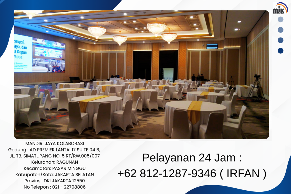 Sewa Meja Bulat Cover Skirting Putih Pita Gold,Kursi Di Jakarta Timur