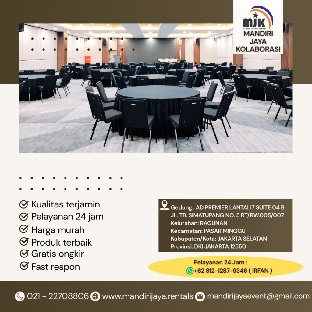 Sewa Meja Bundar Cover Taplak Meja Skirting Hitam Depok
