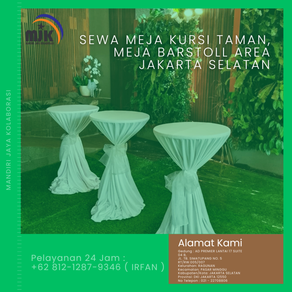 Sewa Meja Kursi Taman, Meja Barstoll Area Jakarta Selatan
