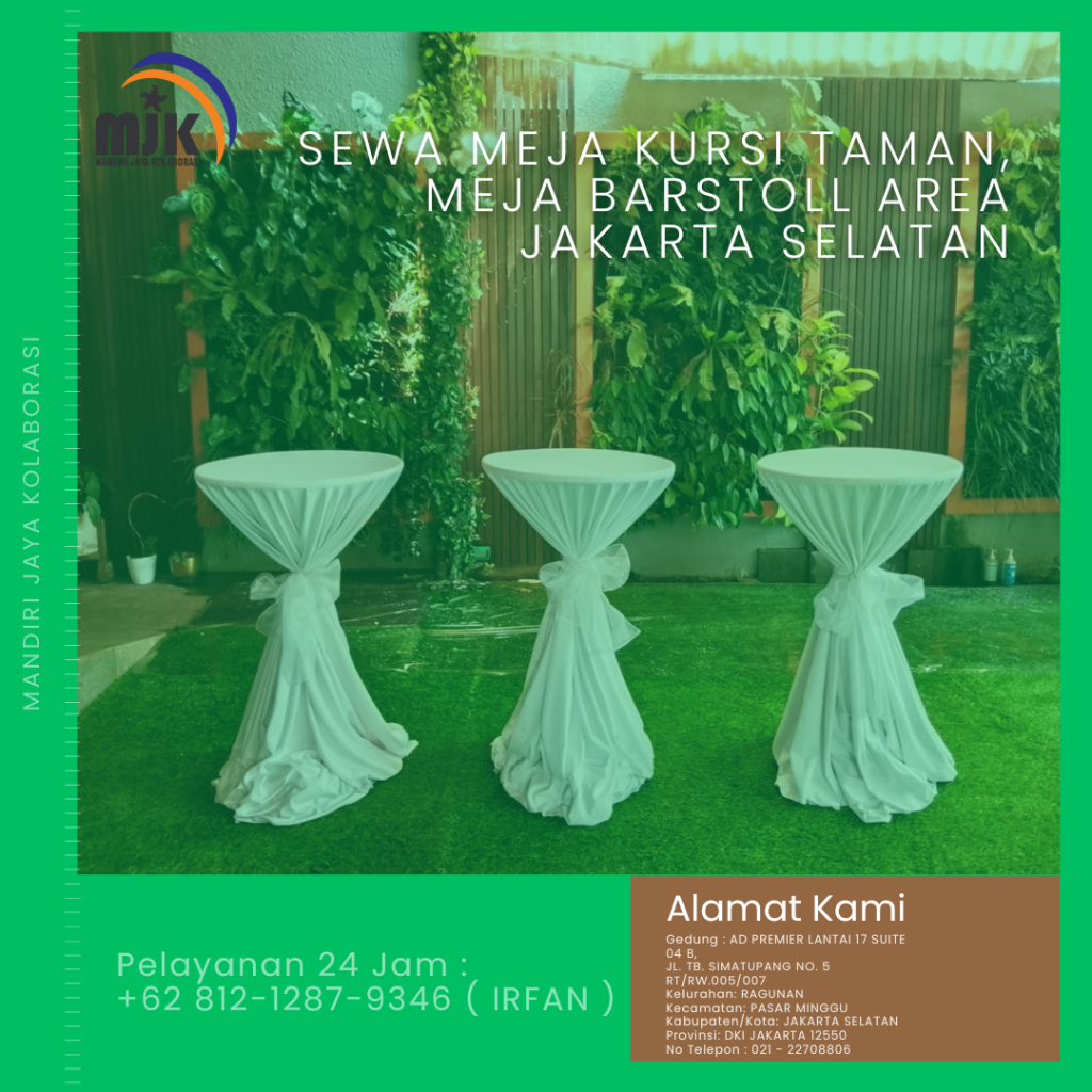 Sewa Meja Kursi Taman, Meja Barstoll Area Jakarta Selatan
