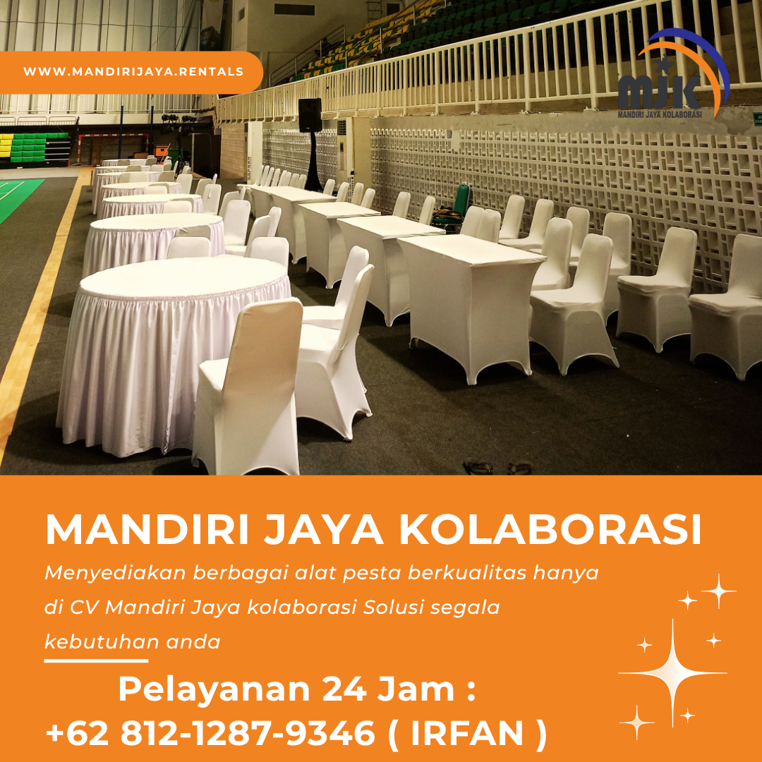 Sewa Round Table D160 Cover Skirting Putih Area Jakarta Timur