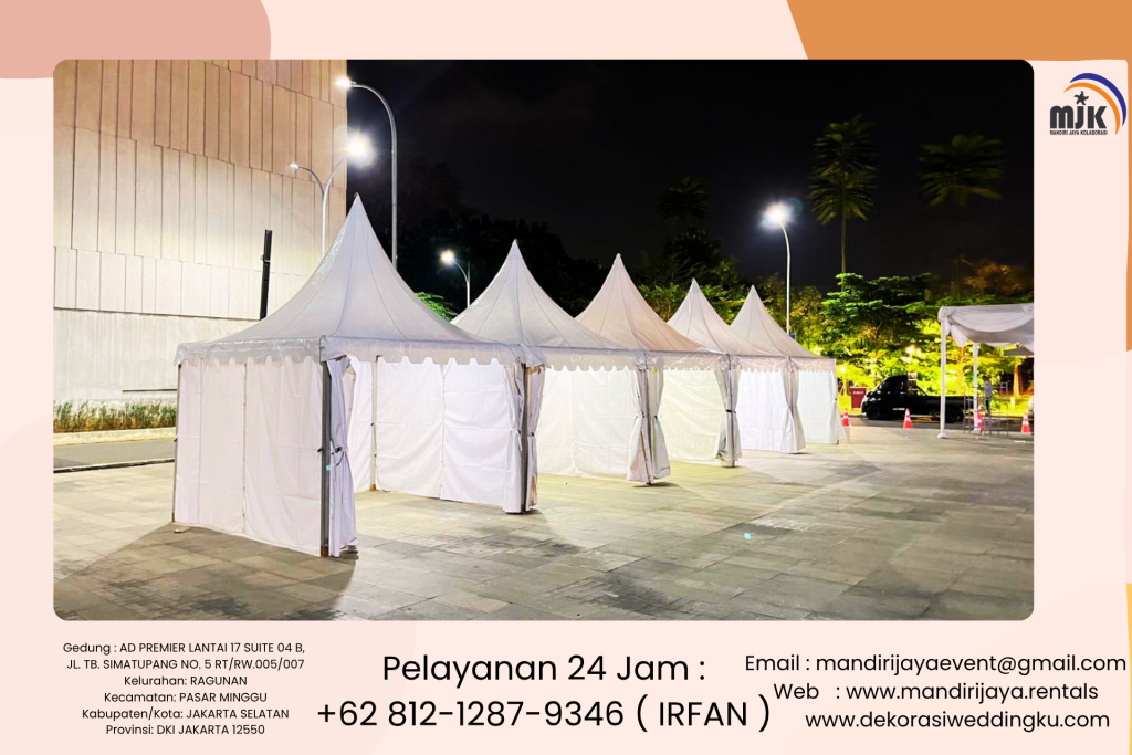Sewa Tenda Sarnafil Putih,Plafon, Meja Kursi Taman Area Bekasi