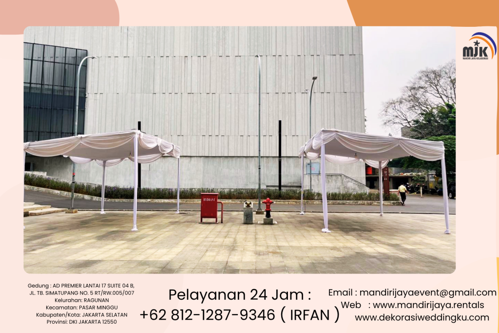 Sewa Tenda Sarnafil Putih,Plafon, Meja Kursi Taman Area Bekasi