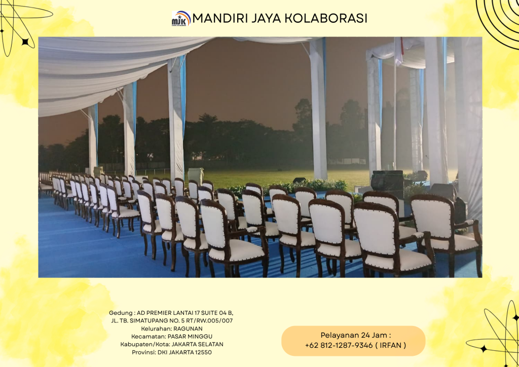 Sewa Tenda Serut,Kursi Arm Chair,Meja,Karpet Jakarta
