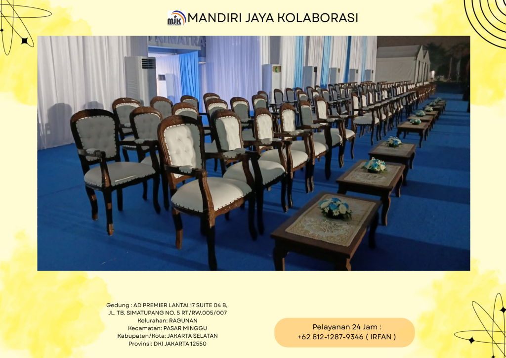 Sewa Tenda Serut,Kursi Arm Chair,Meja,Karpet Jakarta