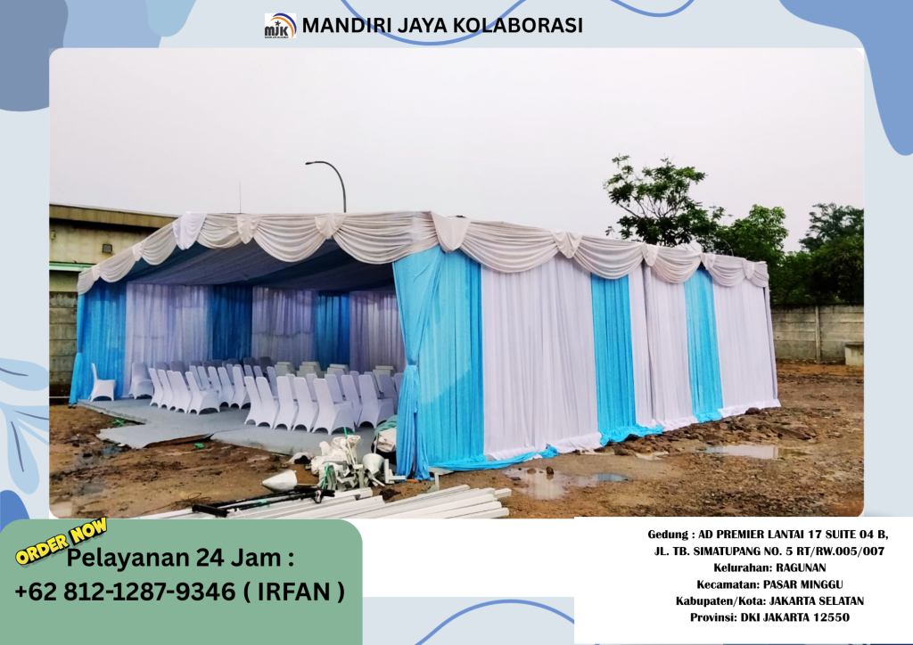 sewa tenda Hanggar dekor Serut,kursi,Sofa meja Karawang