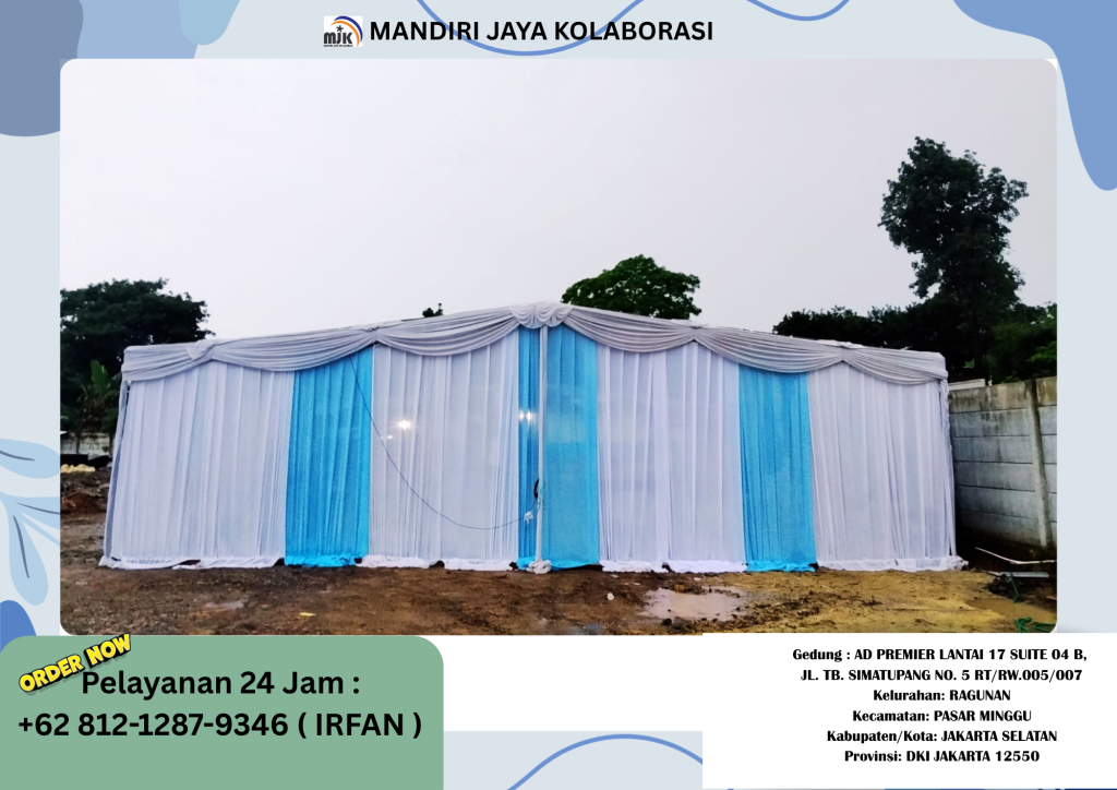 sewa tenda Hanggar dekor Serut,kursi,Sofa meja Karawang