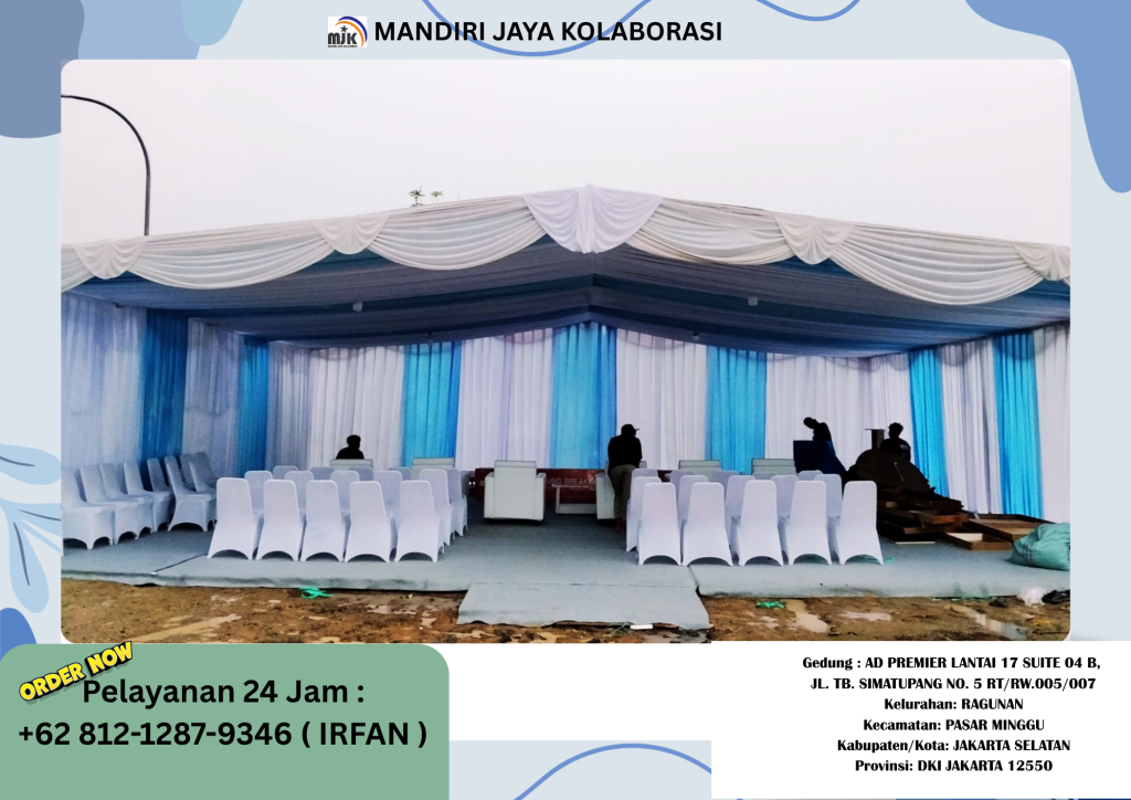 sewa tenda Hanggar dekor Serut,kursi,Sofa meja Karawang