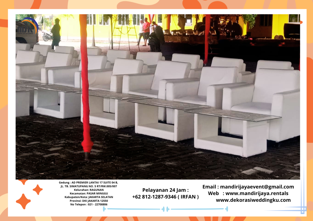 Sewa Sofa Putih,Meja VIP Kaca Kuningan Jakarta Selatan