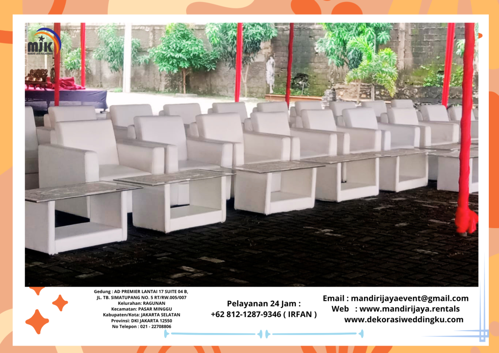 Sewa Sofa Putih,Meja VIP Kaca Kuningan Jakarta Selatan