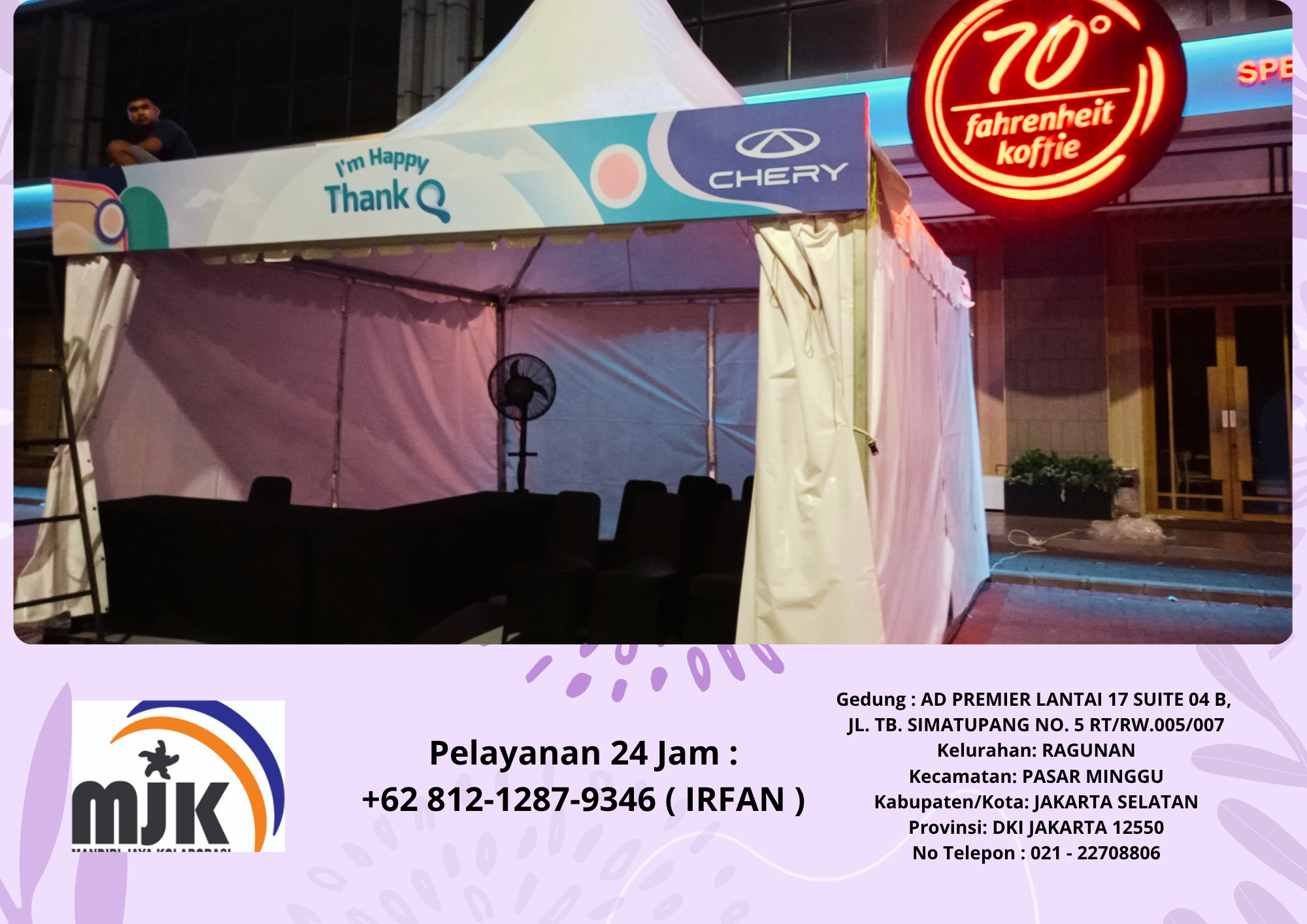 Sewa TENDA KERUCUT SARNAFIL,KURSI,MEJA,MISTY FAN PIK
