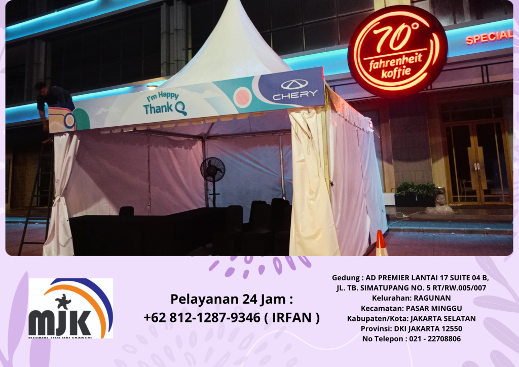 Sewa Tenda Kerucut sarnafil,Kursi,Meja,Misty Fan PIK