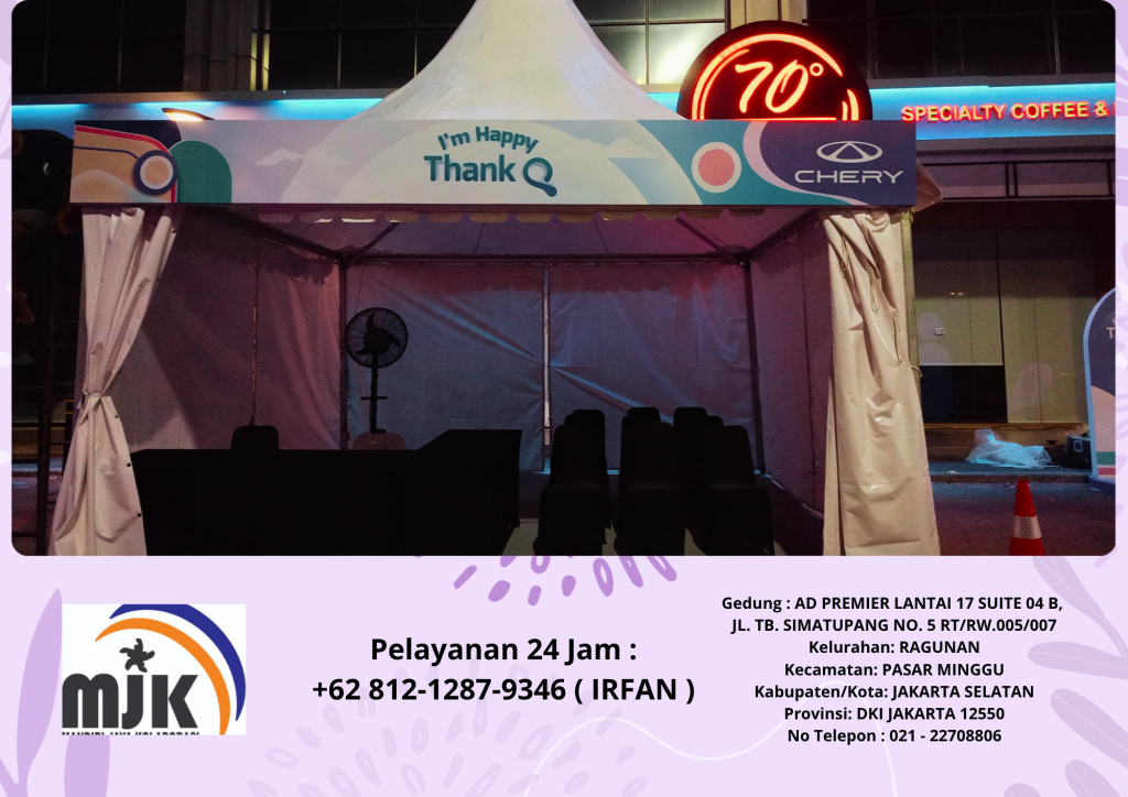 Sewa Tenda Kerucut sarnafil,Kursi,Meja,Misty Fan PIK