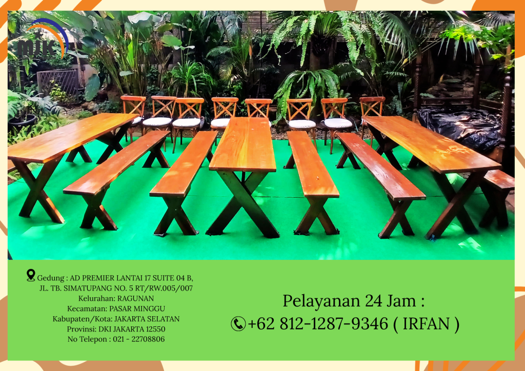 Sewa Bangku,Meja Taman,Kursi Cross Back Jakarta