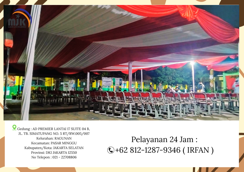 Sewa Tenda Serut Dekorasi Kain Merah Jakarta