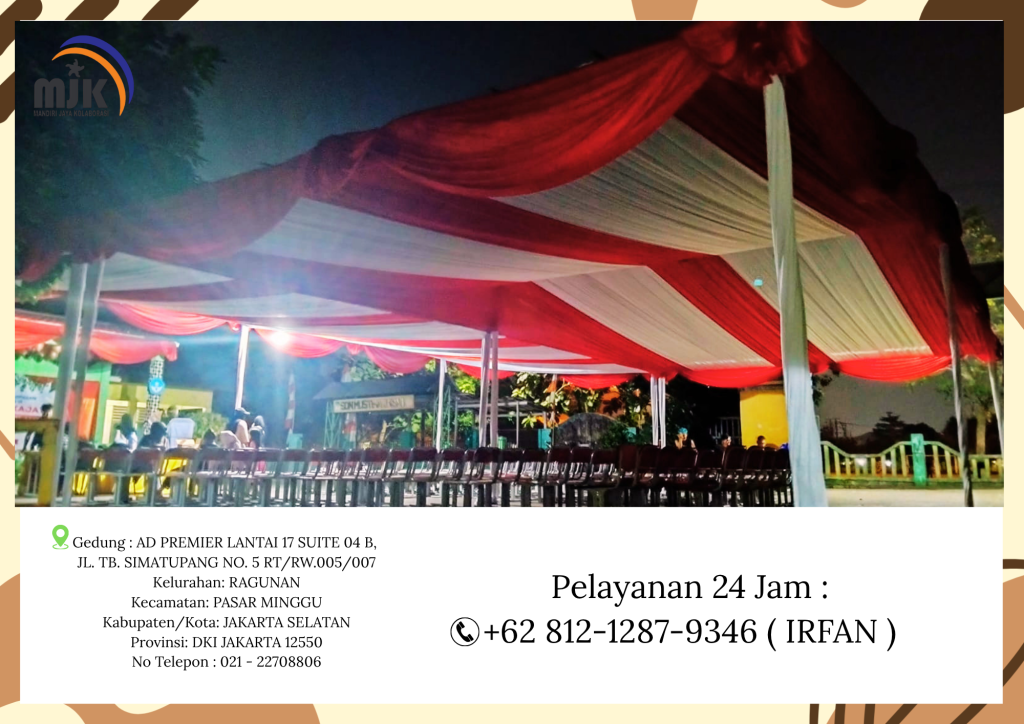 Sewa Tenda Serut Dekorasi Kain Merah Jakarta