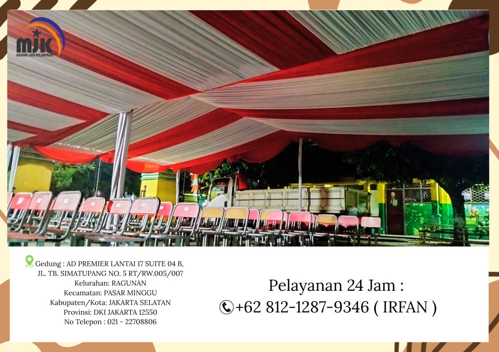 Sewa Tenda Serut Dekorasi Kain Merah Jakarta