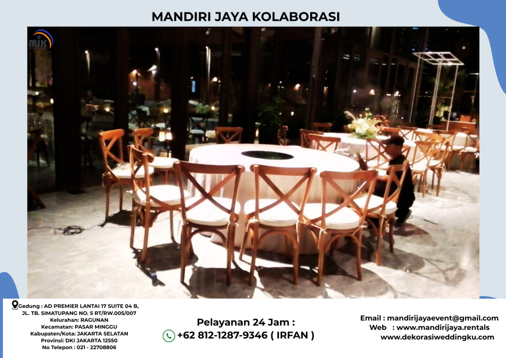 Rental Kursi Silang Kayu,meja Bulat Jakarta