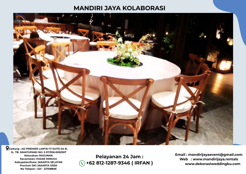 Rental Kursi Silang Kayu,meja Bulat Jakarta