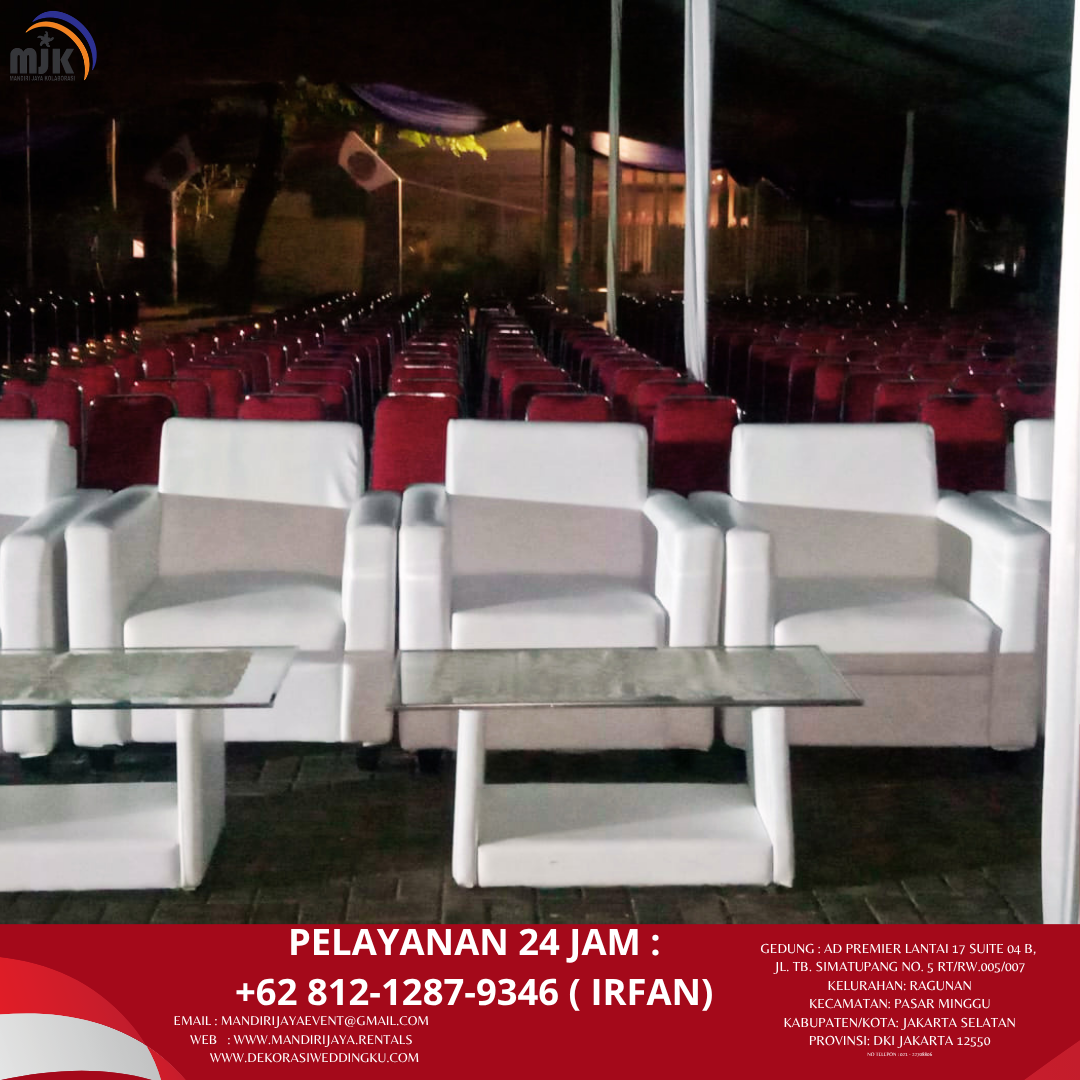 Rental Sofa Kotak Putih,Meja VIP Kaca Bogor