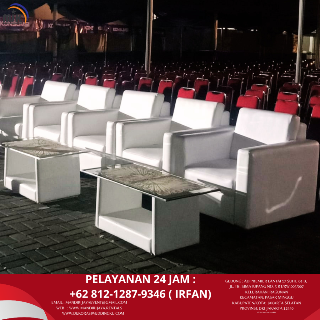 Rental Sofa Kotak Putih,Meja VIP Kaca Bogor