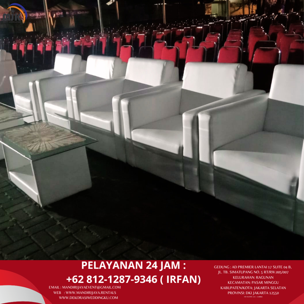 Rental Sofa Kotak Putih,Meja VIP Kaca Bogor