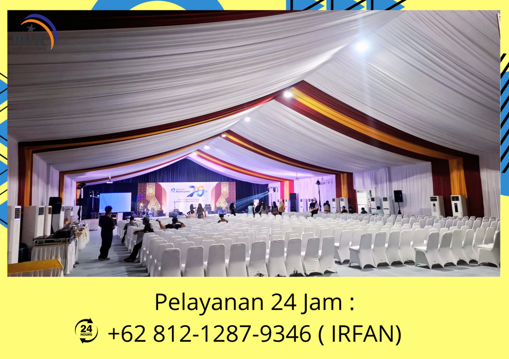 Rental Tenda Dekor Rempel Kain Merah,Putih,Gold Jakarta