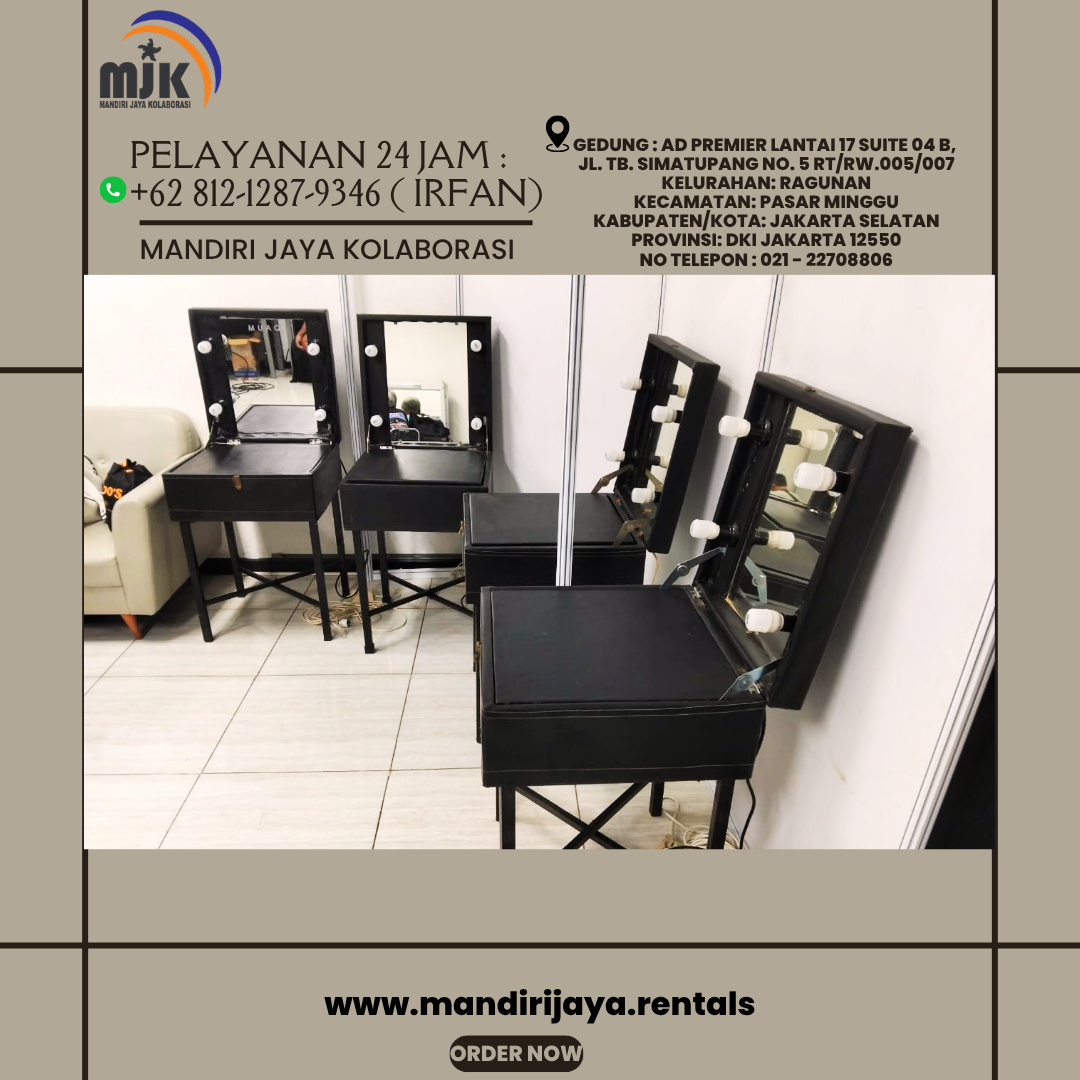 Sewa Meja rias Portable Dan Kaca Rias Frame Stainless Jakarta