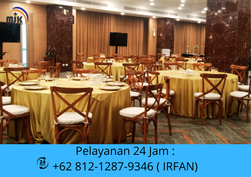 Sewa Round Table Tebar Gold,Kursi Corssback Area Jakarta
