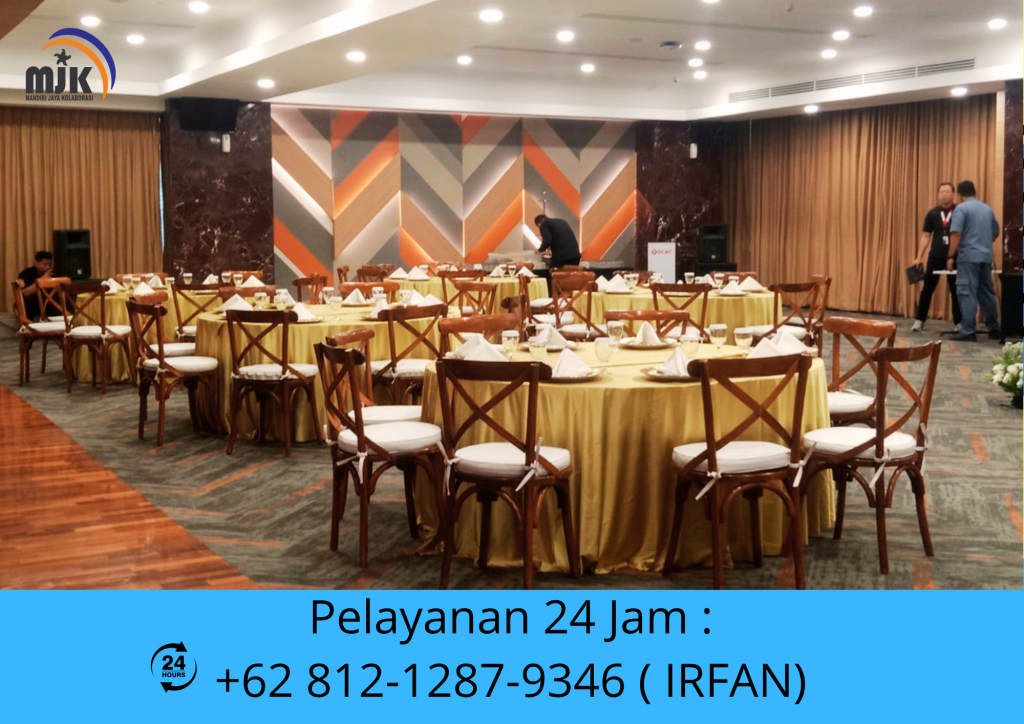 Sewa Round Table Tebar Gold,Kursi Corssback Area Jakarta