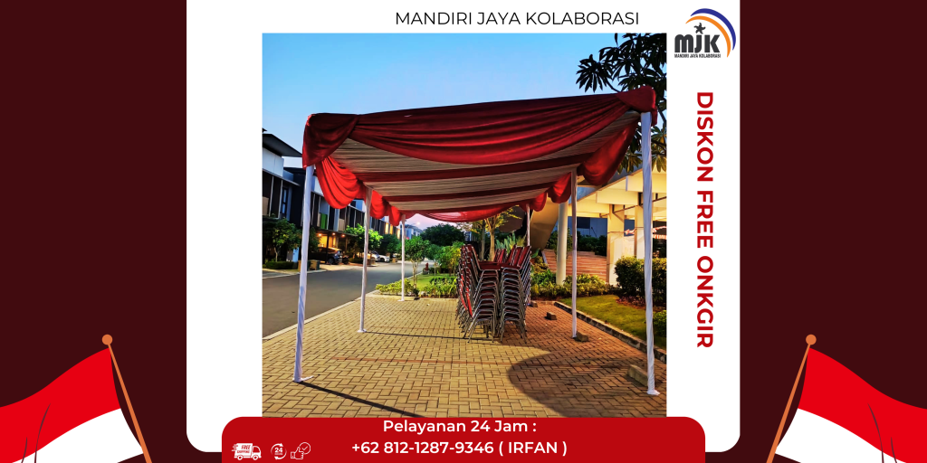 Sewa Tenda Dekor Serut Merah Putih UK4x8, Kursi Susun Jakarta