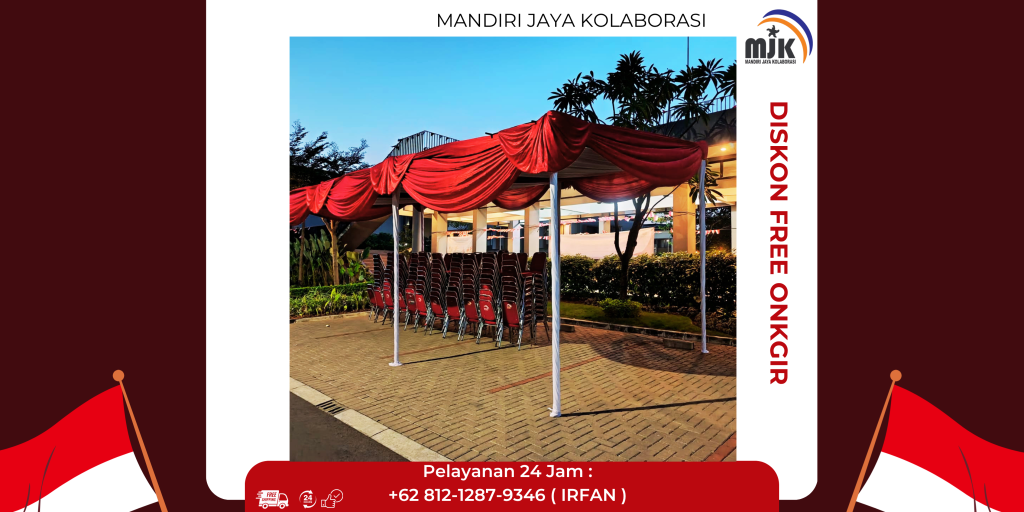 Sewa Tenda Dekor Serut Merah Putih UK4x8, Kursi Susun Jakarta
