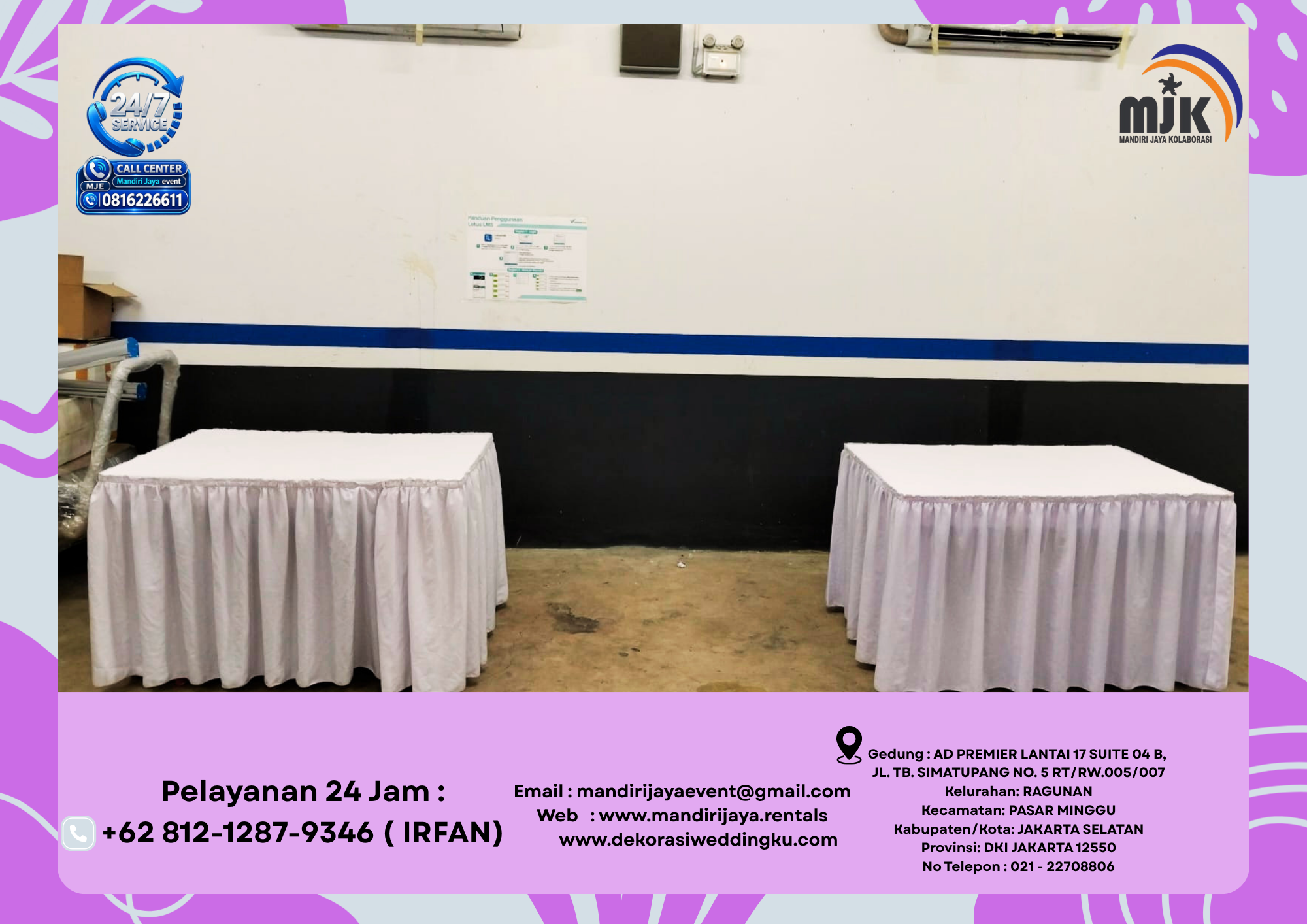Sewa Kursi Futura Polos,Meja Kotak Cover Putih Jakarta 081212879346 IRFAN