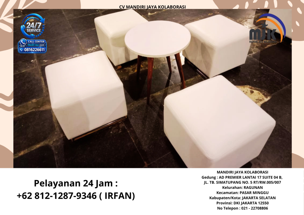 Sewa kursi Puff Putih Area Bekasi +62 812-1287-9346 IRFAN