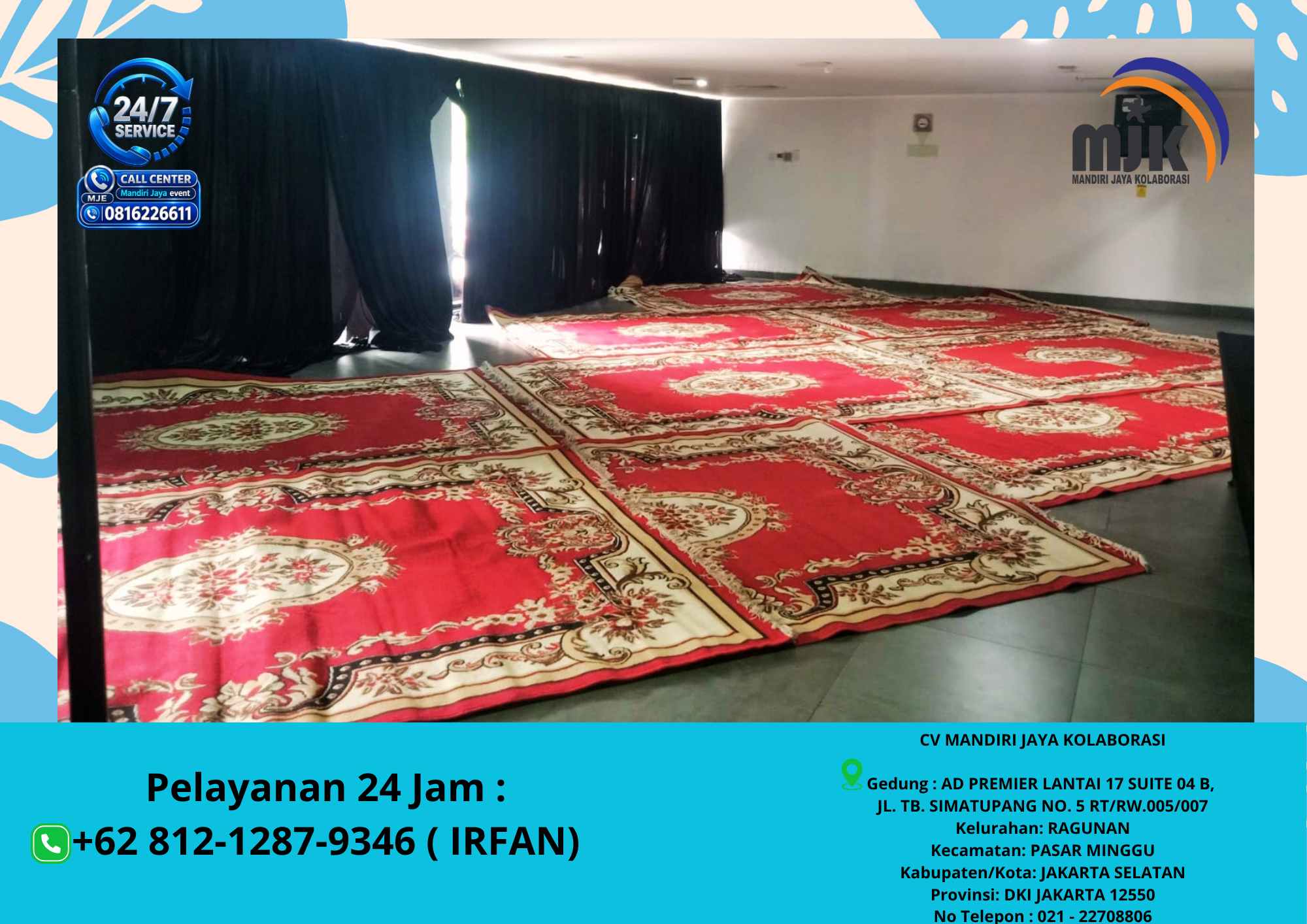 Rental Karpet Permadani,Pagar Rowing Depok 081212879346 IRFAN