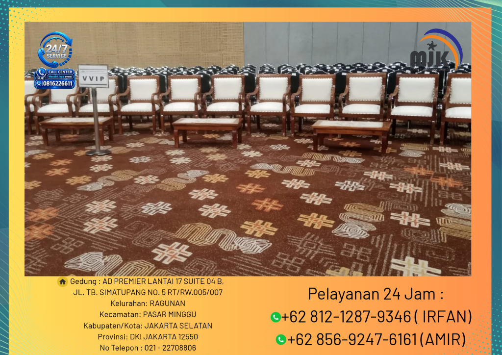 Rental Kursi Arm Louis VIP, Meja Kayu VIP Bekasi 081212879346