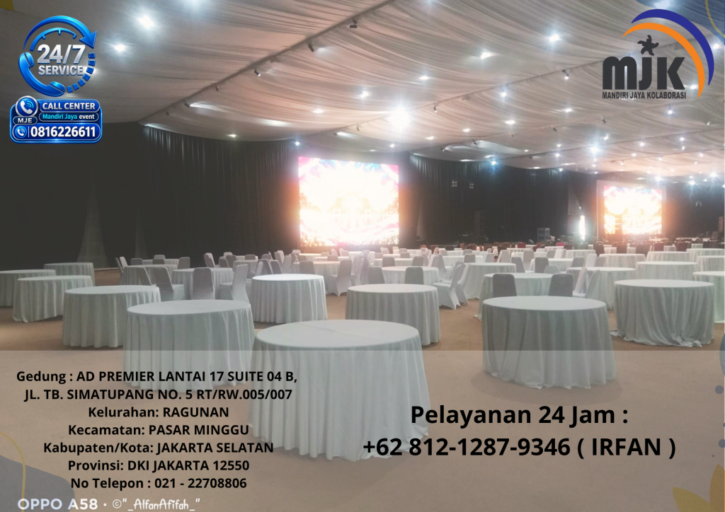 Rental Round Table Taplak Putih Event Balai Kartini Jakarta