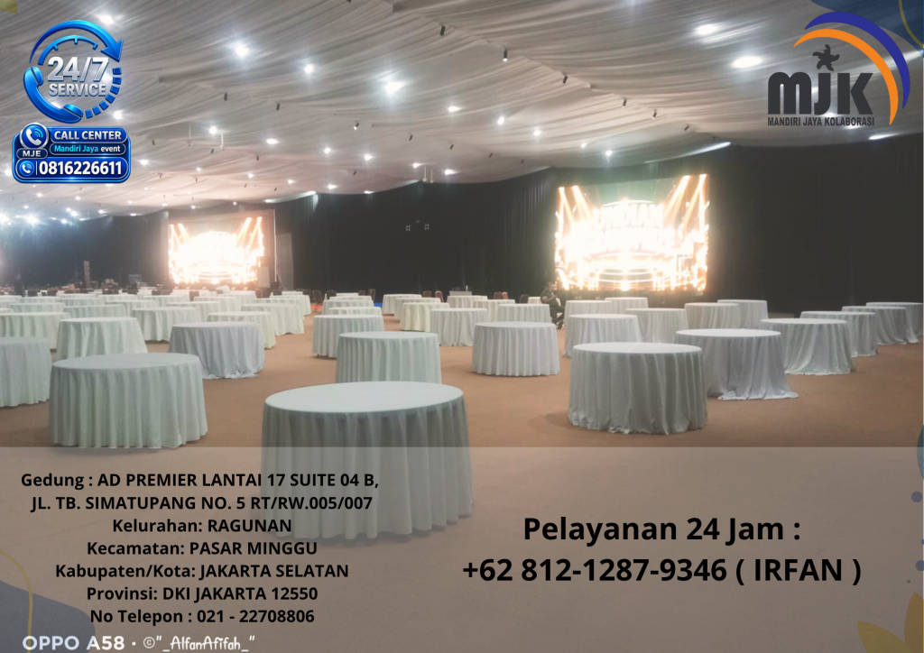 Rental Round Table Taplak Putih Event Balai Kartini Jakarta