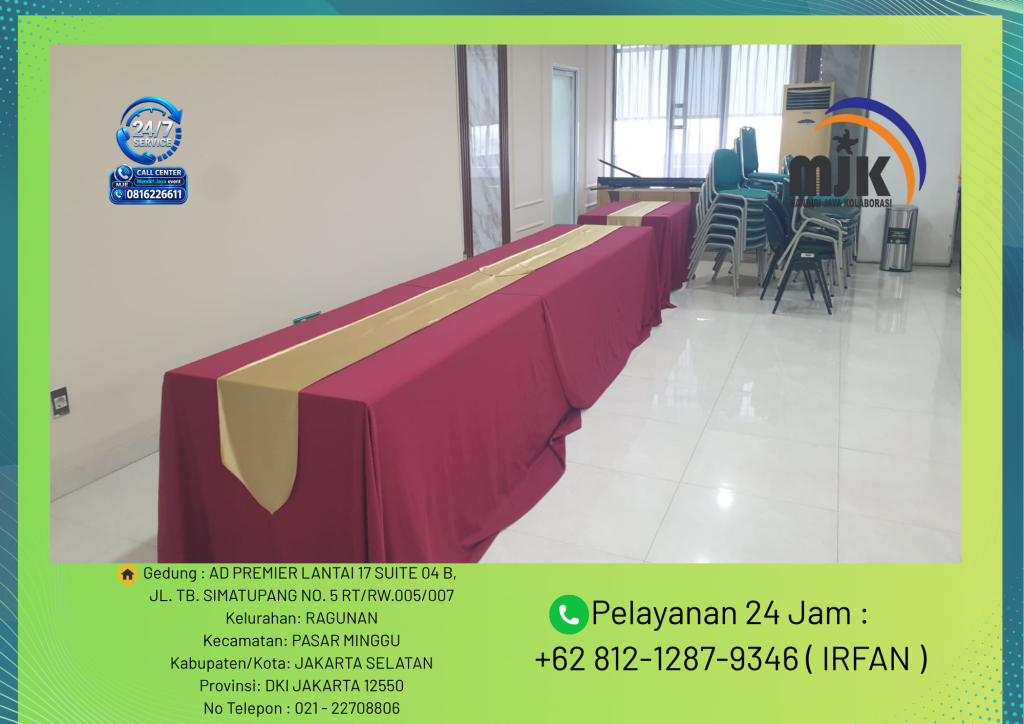 Sewa Meja Kursi Runner Dan Pita Gold Jakarta 081212879346