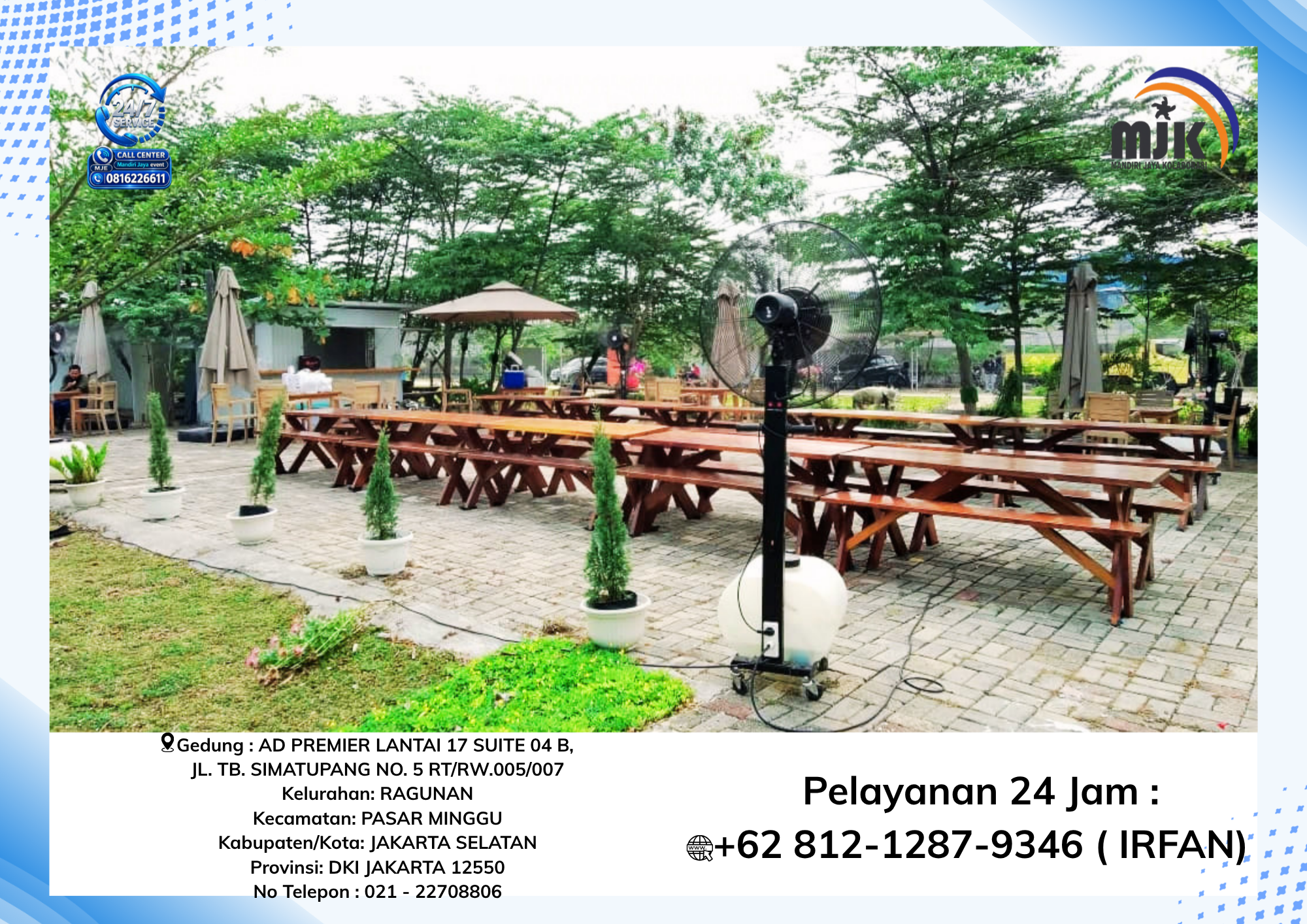 Sewa Meja Kursi Taman,Misty Fan Jakarta 081212879346 IRFAN