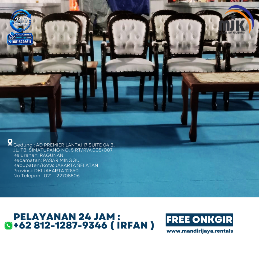 Sewa Meja Kursi VIP Kayu,Kursi Susun Cover Putih Bekasi