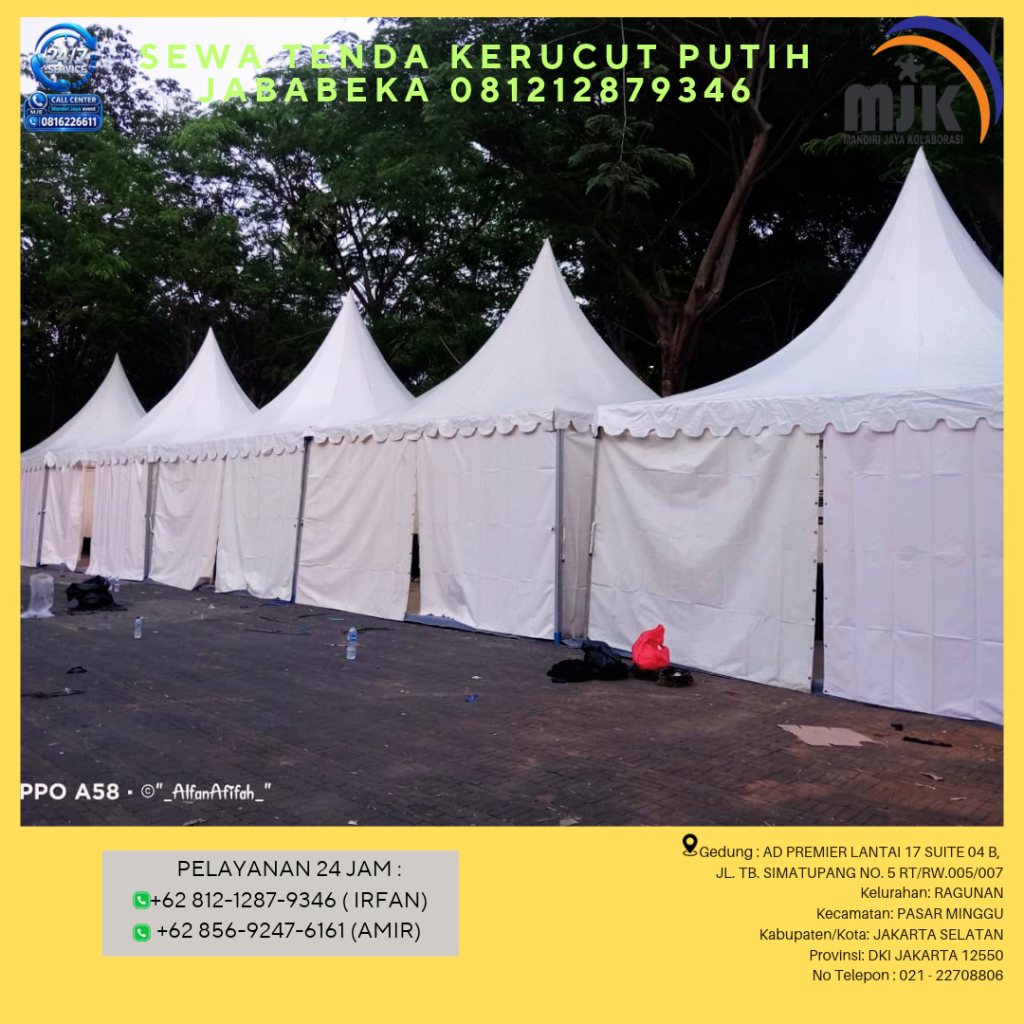 Sewa Tenda Kerucut Putih Jababeka 081212879346